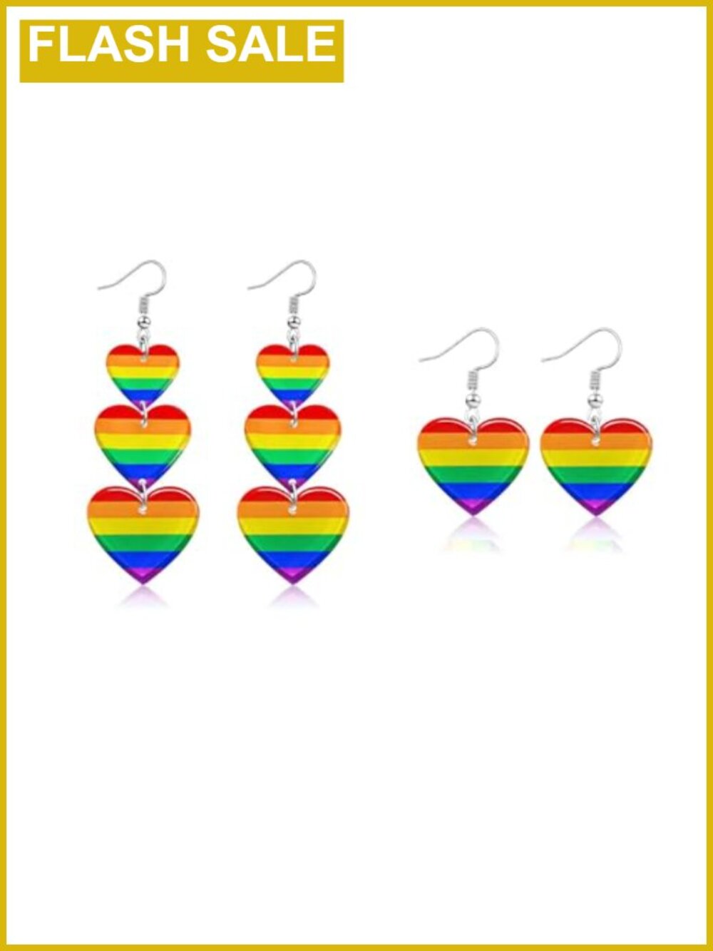 Acrylic Rainbow Heart Pride Dangle Earrings for Women LGBTQ Support Jewelry